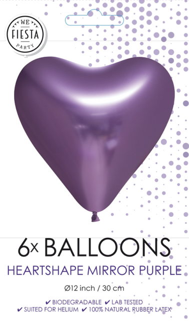 Palloncini a cuore viola 30cm 6pz