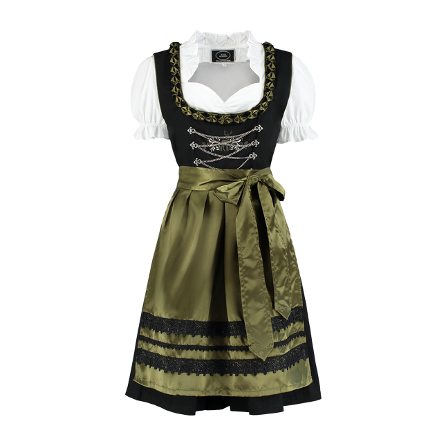 Dirndl nero verde oliva, cervo