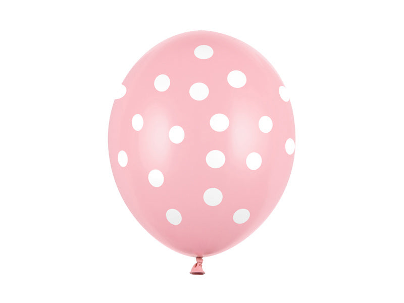 Palloncini rosa chiaro a pois bianchi 30 cm 6 pezzi