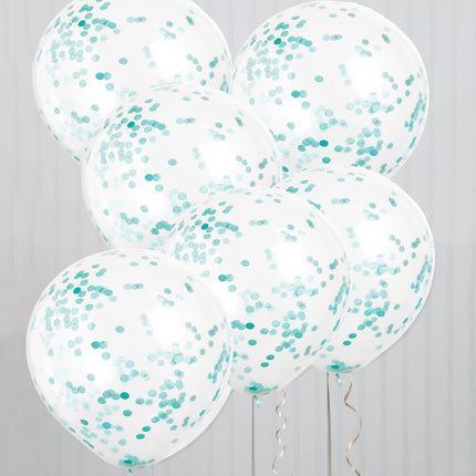 Palloncini a coriandoli Turchese 40cm 6 pezzi