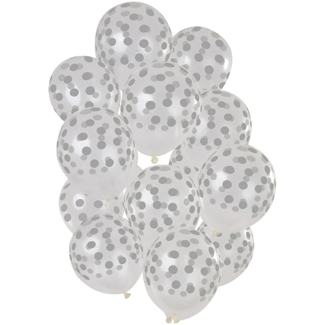 Palloncini a pois argento 30cm 15pz