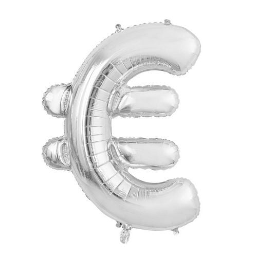 Palloncino in foil Euro Sign Silver XL 102cm Vuoto