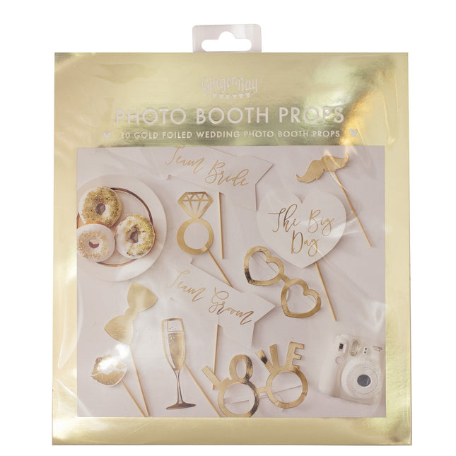 Oggetti di scena per Photobooth matrimonio Bianco/Oro 10pz