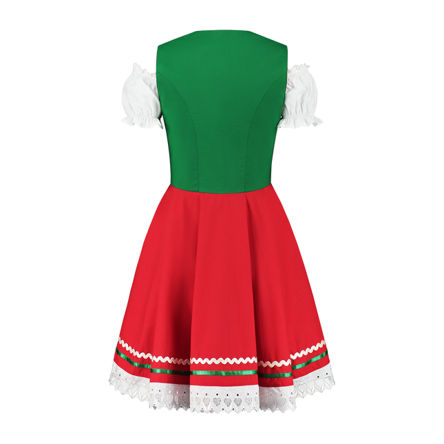 Dirndl 2-dlg., verde/rosso, camicetta Carmen