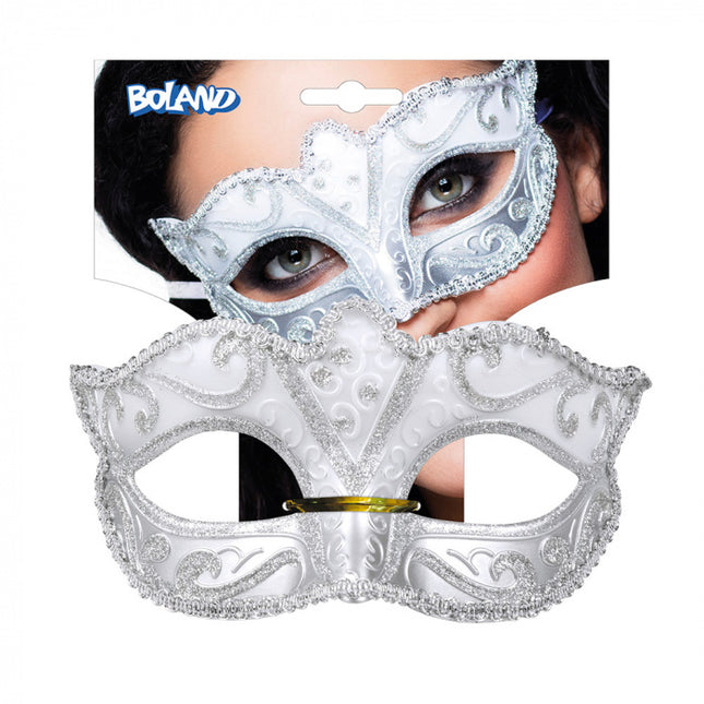 Maschera occhi Venezia Felina Argento