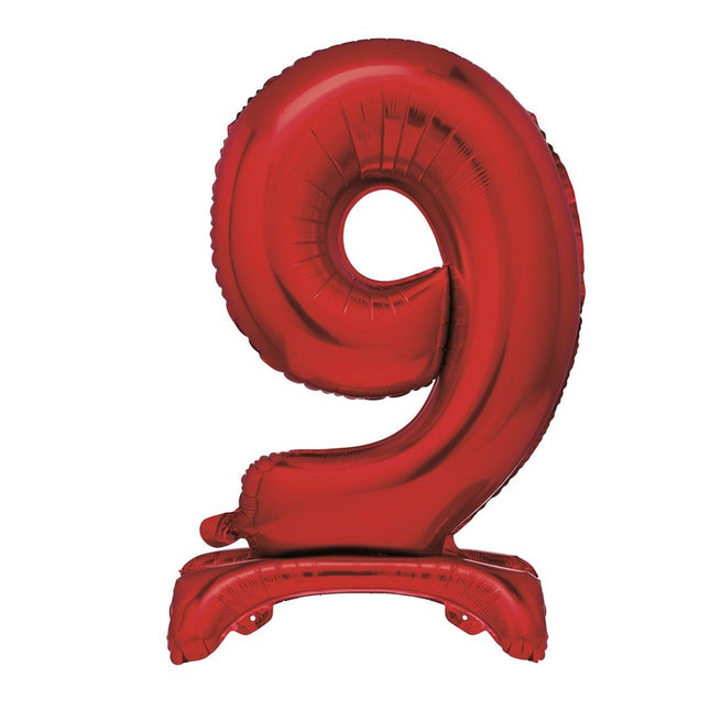 Palloncino Numero Rosso 9 Anni Con Standard 76cm