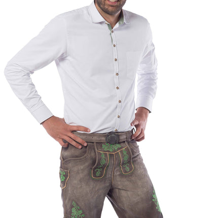 Lederhose in pelle corta verde e cintura