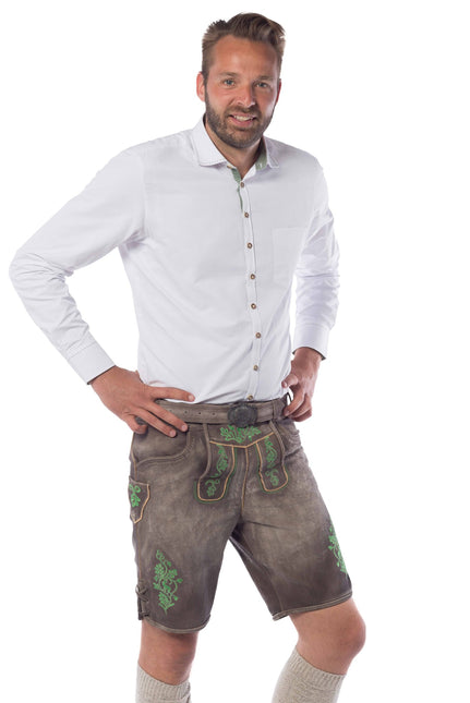 Lederhose in pelle corta verde e cintura