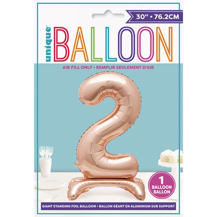 Palloncino in foil Figura 2 Oro Rosa Standard 76 cm