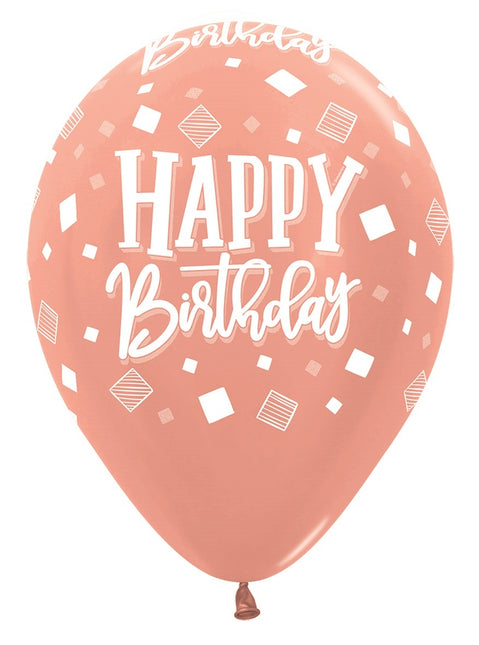 Palloncini Happy Birthday Quadrati Metallic Mix 30cm 25pz