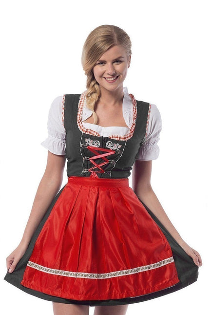 Abito Dirndl Oktoberfest Rosso 3 pezzi