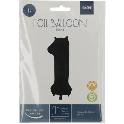 Pallone Foil Figura 1 Nero Opaco XL 86cm vuoto