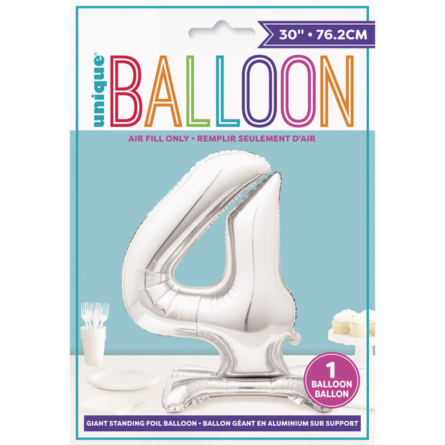 Palloncino in foil Figura 4 Silver Standard 76 cm