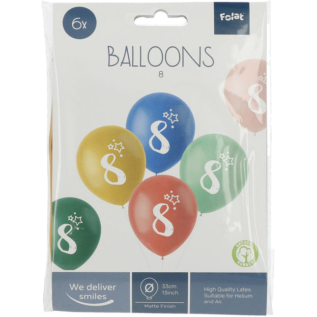 Palloncini 8 anni colorati 33cm 6pz