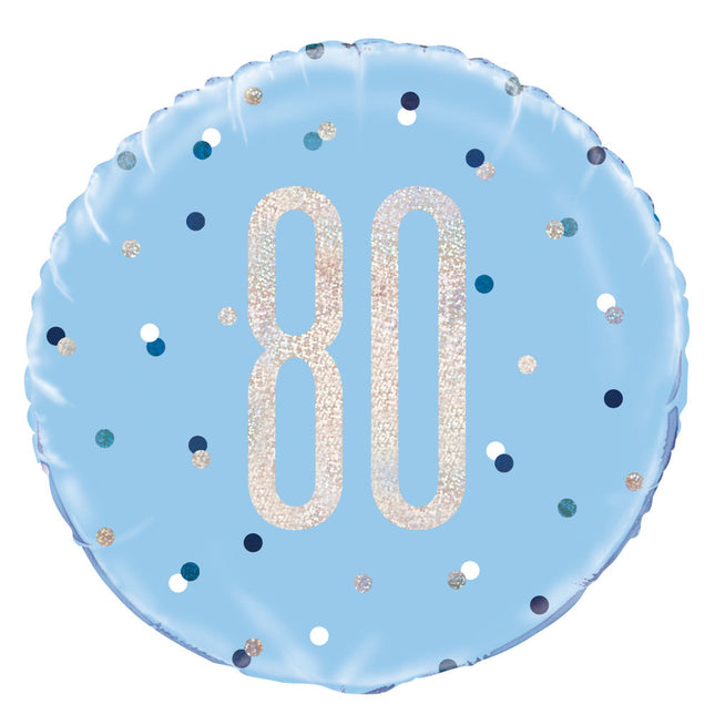 Palloncino ad elio 80 anni blu 45 cm vuoto