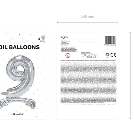 Palloncino Foil Figura 9 Silver Standard Vuoto 70cm