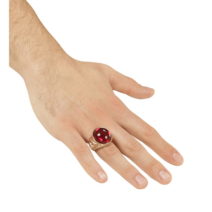 Anello d'oro con pietra rossa