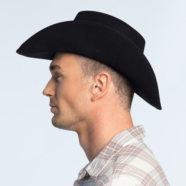 Cappello da cowboy Black Leatherlook Deluxe