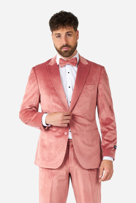 Smoking da uomo in velluto rosa chiaro OppoSuits