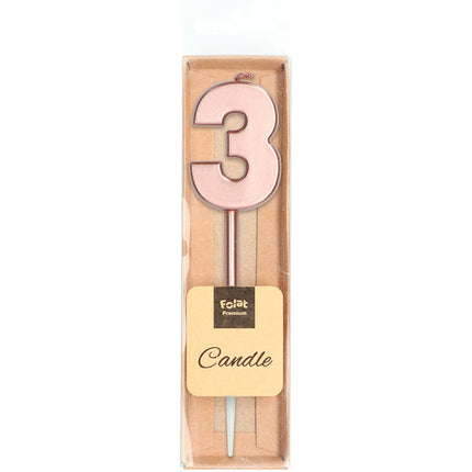 Candela Figura 3 Oro Rosa Metallizzato 15 cm