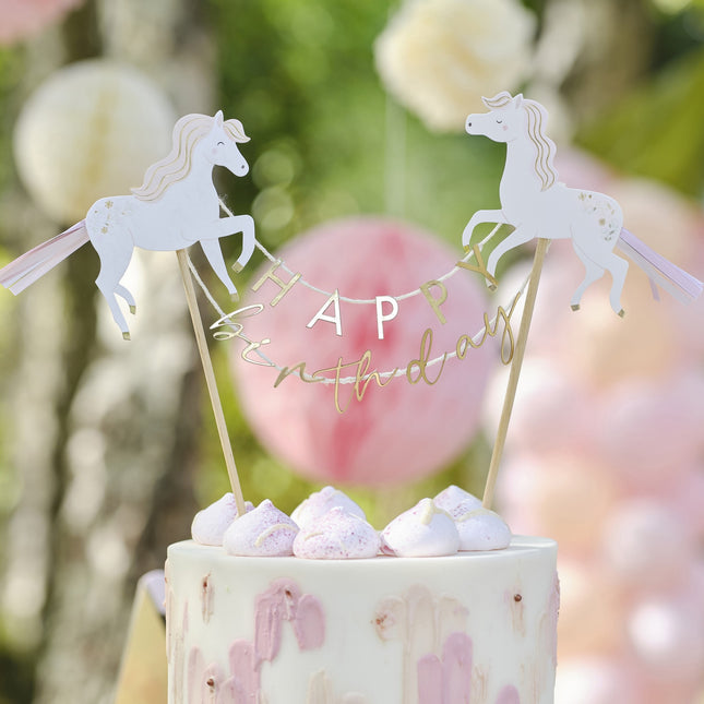 Cake topper Cavalli Buon Compleanno 15cm