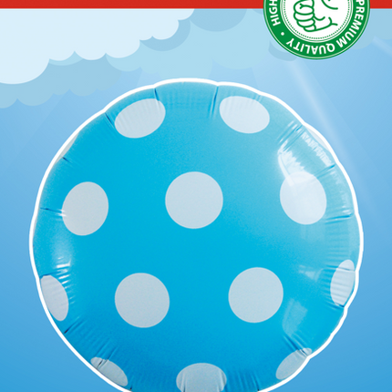 Palloncino ad elio a pois azzurro 45 cm vuoto