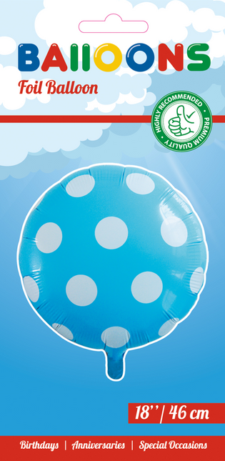 Palloncino ad elio a pois azzurro 45 cm vuoto