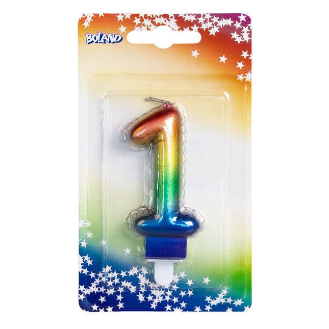 Candela arcobaleno 1 anno 8 cm