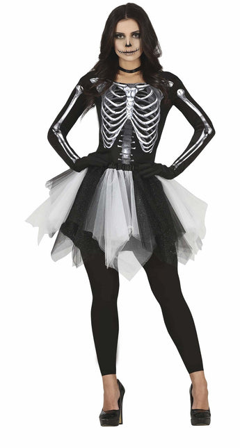 Vestito di Halloween da scheletro da donna nero