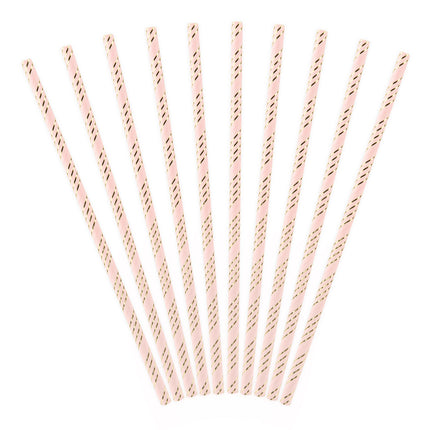 Cannucce di carta rosa chiaro oro 19,5 cm 10 pezzi