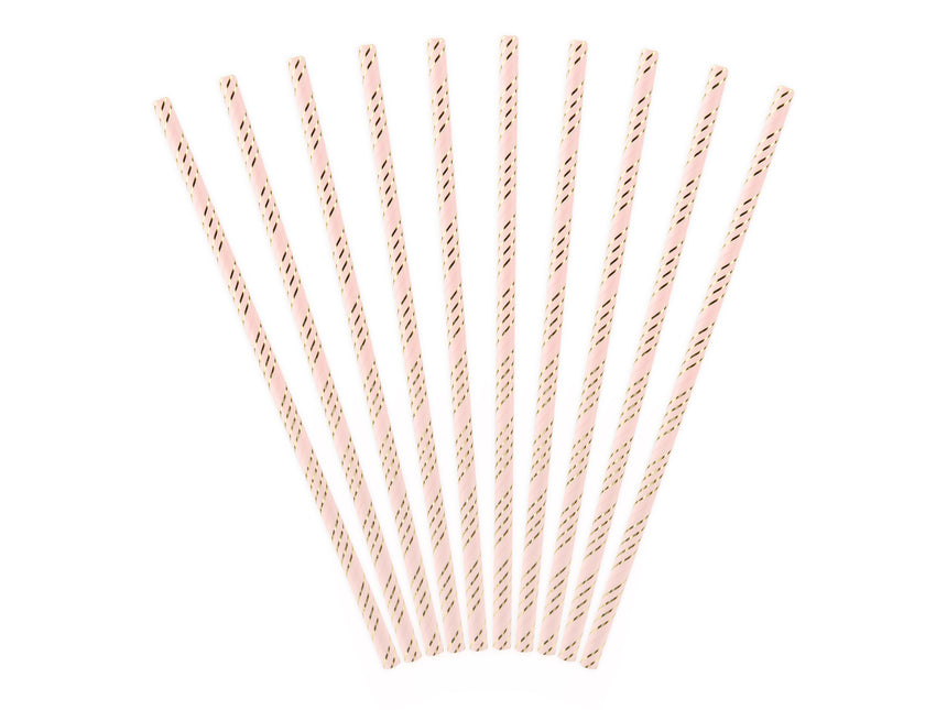 Cannucce di carta rosa chiaro oro 19,5 cm 10 pezzi