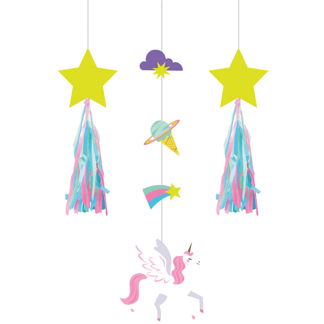 Decorazione da appendere Unicorno 69cm 3 pezzi