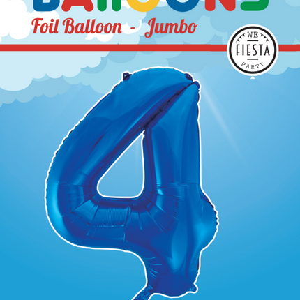 Palloncino Foil Figura 4 Blu XL 86cm vuoto