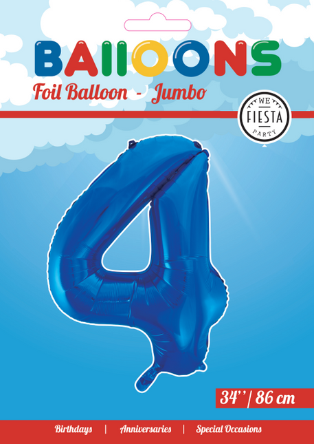Pallone in foil Figura 4 Blu XL 86cm vuoto