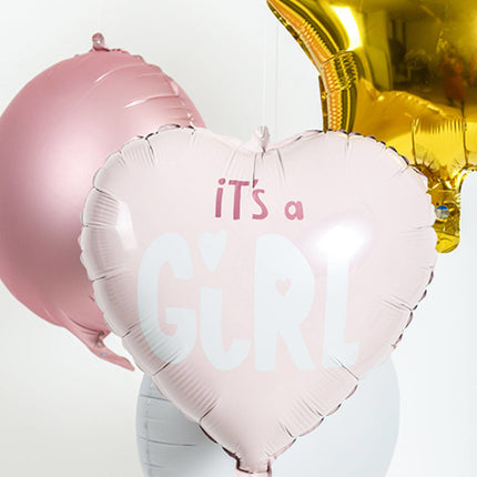 Palloncino ad elio Cuore It's A Girl Rosa Vuoto 45cm