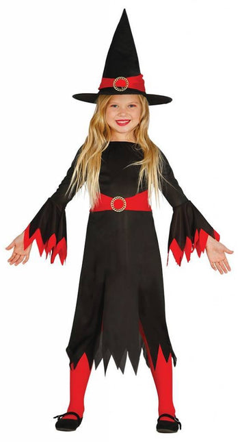 Costume di Halloween da strega bambino rosso