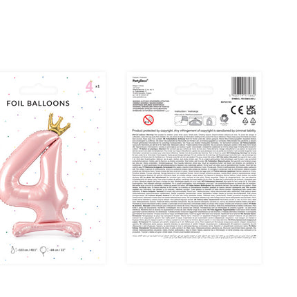 Palloncino Foil Figura 4 Rosa Chiaro Standard Vuoto 84cm