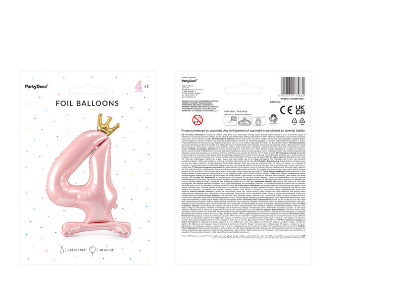 Palloncino Foil Figura 4 Rosa Chiaro Standard Vuoto 84cm