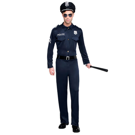 Costume da poliziotto nero blu uomo