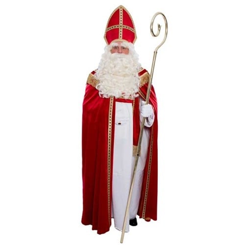 Tuta di Sinterklaas completa in velluto di lusso 4 pezzi