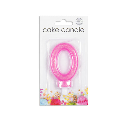 Candela 0 Anno Rosa Glitter 7cm