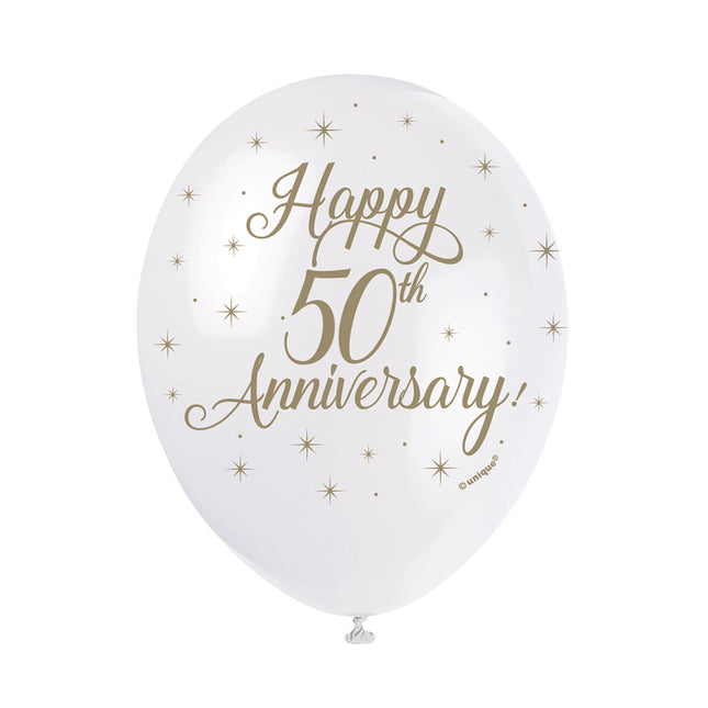 Palloncini Happy 50th Anniversary 30cm 5pz