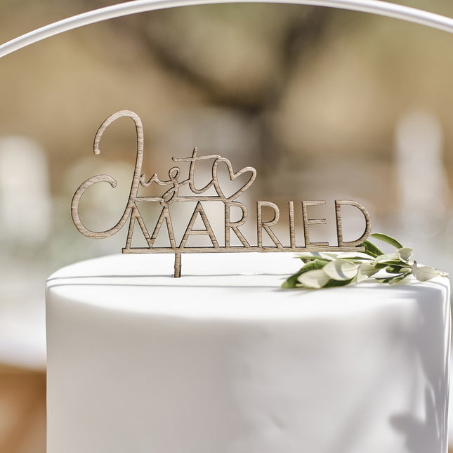 Cake topper Just Married in legno 13,7 cm