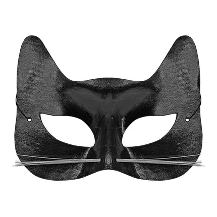 Maschera occhi di gatto nera con baffi