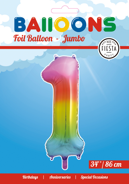 Palloncino Foil Figura 1 Arcobaleno XL 86cm vuoto