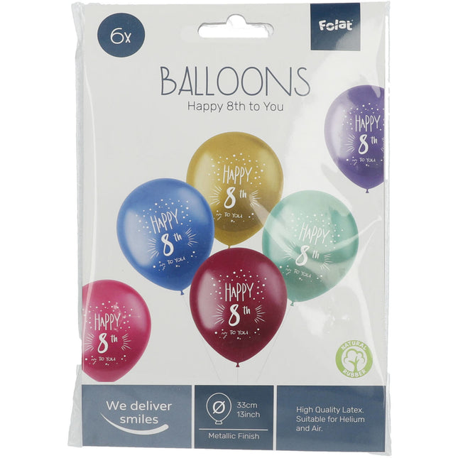 Palloncini 8 anni Happy 8th 33cm 6pz