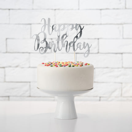 Cake topper Happy Birthday Argento 22,5 cm