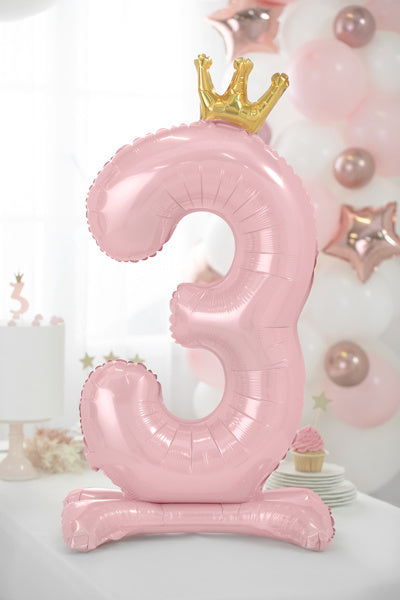 Palloncino Foil Figura 3 Rosa Chiaro Standard Vuoto 84cm