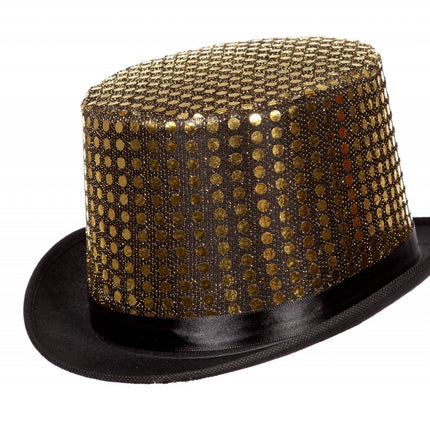 Cappello con paillettes oro