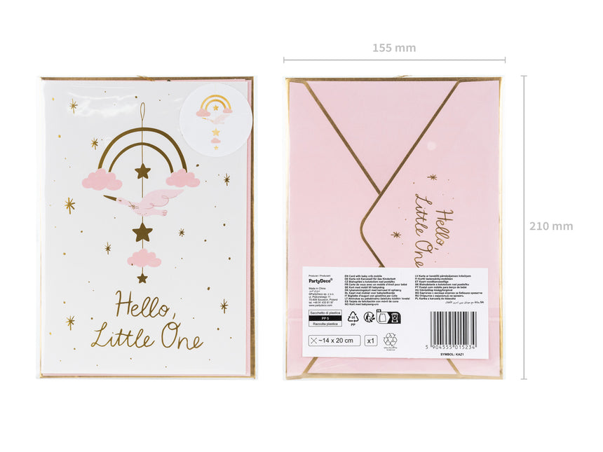 Inviti rosa Hello Little One 14x 20cm 11pz